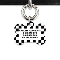 Bailey And Bone Pet ID Tag Black And White Checkers Pet Tag
