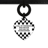 Bailey And Bone Pet ID Tag Black And White Checkers Pet Tag