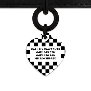 Bailey And Bone Pet ID Tag Black And White Checkers Pet Tag