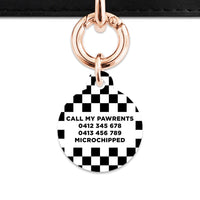 Bailey And Bone Pet ID Tag Black And White Checkers Pet Tag