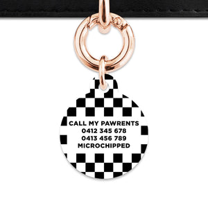 Bailey And Bone Pet ID Tag Black And White Checkers Pet Tag