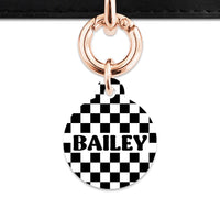 Bailey And Bone Pet ID Tag Black And White Checkers Pet Tag