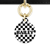 Bailey And Bone Pet ID Tag Black And White Checkers Pet Tag