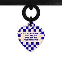 Bailey And Bone Pet ID Tag Blue And Beige Checkers Pet Tag