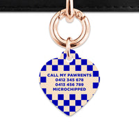 Bailey And Bone Pet ID Tag Blue And Beige Checkers Pet Tag