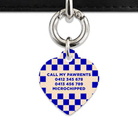 Bailey And Bone Pet ID Tag Blue And Beige Checkers Pet Tag