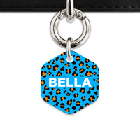 Bailey And Bone Pet ID Tag Blue And Orange Leopard Spots Pet Tag