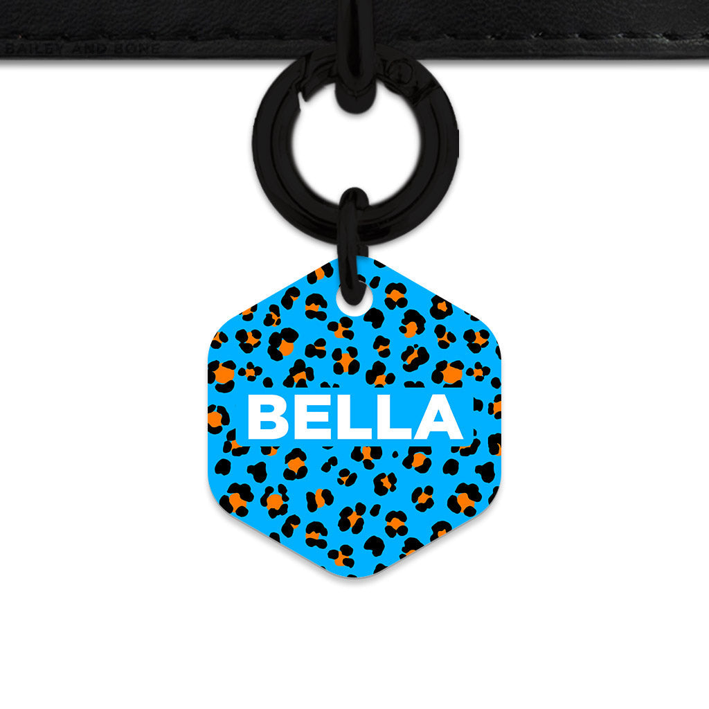 Bailey And Bone Pet ID Tag Blue And Orange Leopard Spots Pet Tag