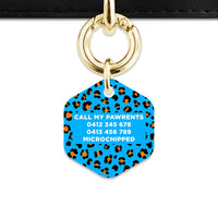 Bailey And Bone Pet ID Tag Blue And Orange Leopard Spots Pet Tag