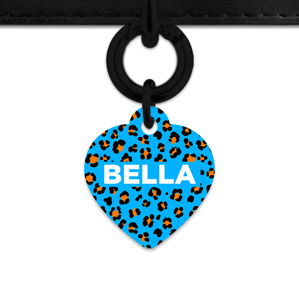 Bailey And Bone Pet ID Tag Blue And Orange Leopard Spots Pet Tag