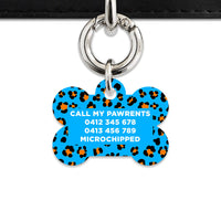 Bailey And Bone Pet ID Tag Blue And Orange Leopard Spots Pet Tag