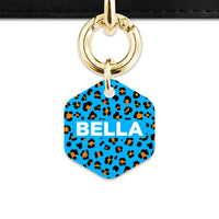 Bailey And Bone Pet ID Tag Blue And Orange Leopard Spots Pet Tag