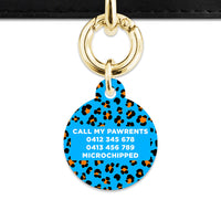 Bailey And Bone Pet ID Tag Blue And Orange Leopard Spots Pet Tag