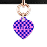 Bailey And Bone Pet ID Tag Blue And Pink Checkers Pet Tag