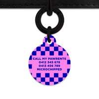 Bailey And Bone Pet ID Tag Blue And Pink Checkers Pet Tag