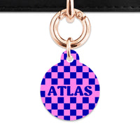Bailey And Bone Pet ID Tag Blue And Pink Checkers Pet Tag