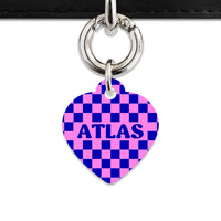 Bailey And Bone Pet ID Tag Blue And Pink Checkers Pet Tag