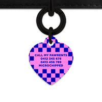 Bailey And Bone Pet ID Tag Blue And Pink Checkers Pet Tag