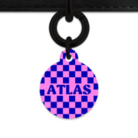 Bailey And Bone Pet ID Tag Blue And Pink Checkers Pet Tag