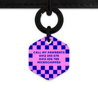 Bailey And Bone Pet ID Tag Blue And Pink Checkers Pet Tag