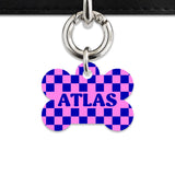 Bailey And Bone Pet ID Tag Blue And Pink Checkers Pet Tag