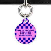 Bailey And Bone Pet ID Tag Blue And Pink Checkers Pet Tag
