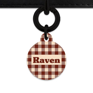 Bailey And Bone Pet ID Tag Brown And Beige Plaid Pet Tag