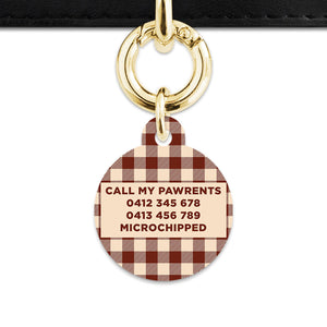 Bailey And Bone Pet ID Tag Brown And Beige Plaid Pet Tag