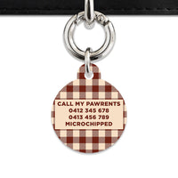 Bailey And Bone Pet ID Tag Brown And Beige Plaid Pet Tag