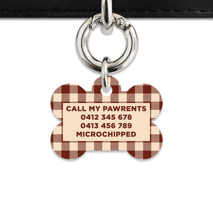 Bailey And Bone Pet ID Tag Brown And Beige Plaid Pet Tag