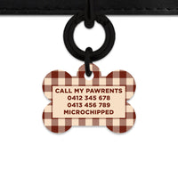 Bailey And Bone Pet ID Tag Brown And Beige Plaid Pet Tag