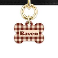 Bailey And Bone Pet ID Tag Brown And Beige Plaid Pet Tag