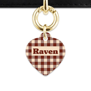 Bailey And Bone Pet ID Tag Brown And Beige Plaid Pet Tag