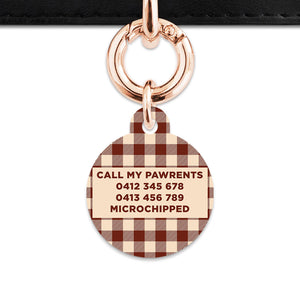 Bailey And Bone Pet ID Tag Brown And Beige Plaid Pet Tag