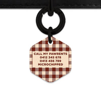 Bailey And Bone Pet ID Tag Brown And Beige Plaid Pet Tag