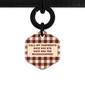 Bailey And Bone Pet ID Tag Brown And Beige Plaid Pet Tag