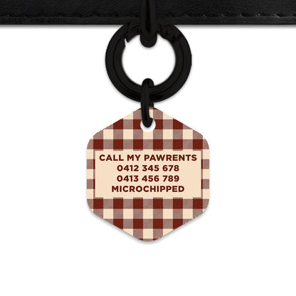 Bailey And Bone Pet ID Tag Brown And Beige Plaid Pet Tag