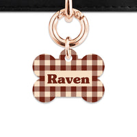Bailey And Bone Pet ID Tag Brown And Beige Plaid Pet Tag