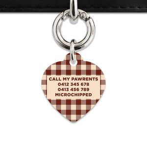 Bailey And Bone Pet ID Tag Brown And Beige Plaid Pet Tag