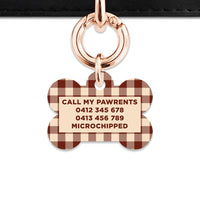Bailey And Bone Pet ID Tag Brown And Beige Plaid Pet Tag