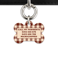 Bailey And Bone Pet ID Tag Brown And Beige Plaid Pet Tag