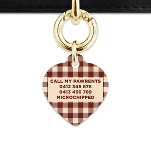 Bailey And Bone Pet ID Tag Brown And Beige Plaid Pet Tag