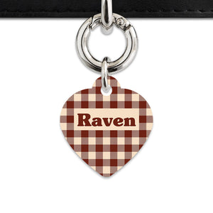 Bailey And Bone Pet ID Tag Brown And Beige Plaid Pet Tag