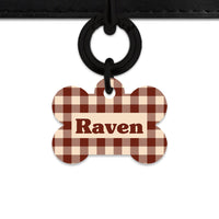 Bailey And Bone Pet ID Tag Brown And Beige Plaid Pet Tag