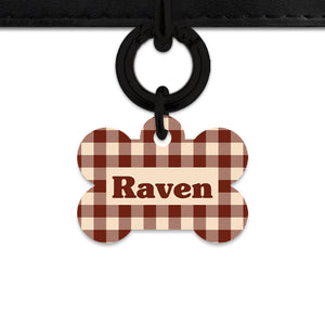 Bailey And Bone Pet ID Tag Brown And Beige Plaid Pet Tag
