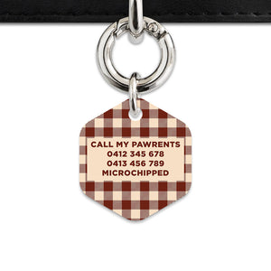 Bailey And Bone Pet ID Tag Brown And Beige Plaid Pet Tag