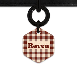Bailey And Bone Pet ID Tag Brown And Beige Plaid Pet Tag