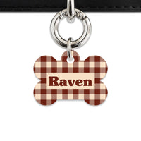 Bailey And Bone Pet ID Tag Brown And Beige Plaid Pet Tag