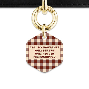Bailey And Bone Pet ID Tag Brown And Beige Plaid Pet Tag