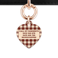 Bailey And Bone Pet ID Tag Brown And Beige Plaid Pet Tag